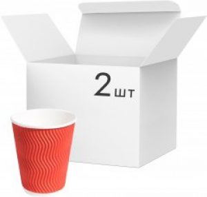 Упаковка стаканов бумажных рифленых PRO service 340 мл Красных 2 упаковки по 20 шт (43114901)