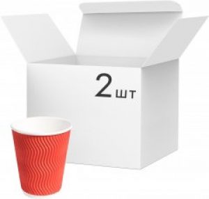 Упаковка стаканов бумажных рифленых PRO service 250 мл Красных 2 упаковки по 20 шт (43114801)