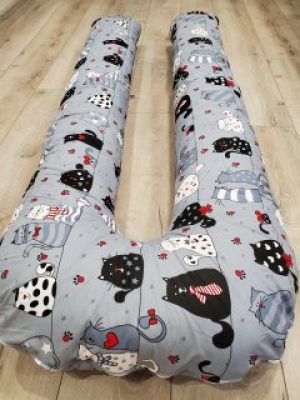 Подушка для беременных Mamastory Подкова 160 с хлопковой съемной наволочкой коты