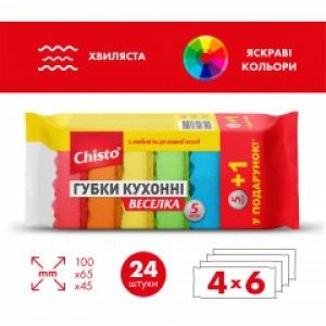 Упаковка кухонных губок Chisto Радуга 4 пачки по 6 шт (2000064263739)