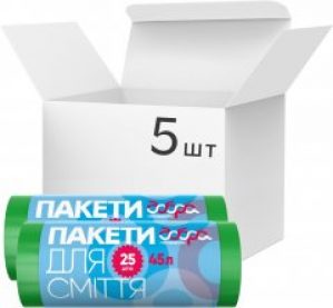 Упаковка пакетов для мусора Добра Господарочка 45 л 5 рулонов по 25 шт Зеленых (4820086521840)