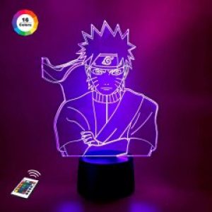 3D ночник "Наруто 2" (УВЕЛИЧЕННОЕ ИЗОБРАЖЕНИЕ) подарочная упаковка + 16 цветов + пульт ДУ + сетевой адаптер + батарейки (3ААА)  3DTOYSLAMP
