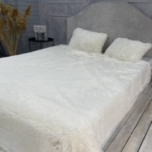 Меховый плед покрывало Травка Cappone 210х230 см Белая