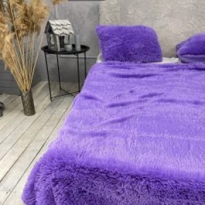 Меховый плед покрывало Травка Cappone 210х230 см Фиолетовая