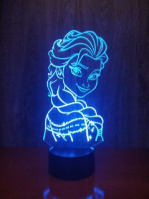 3D светильник-ночник «Эльза Холодное сердце» CreativeLamps Увеличенная пластина (c пультом ДУ) (1068)