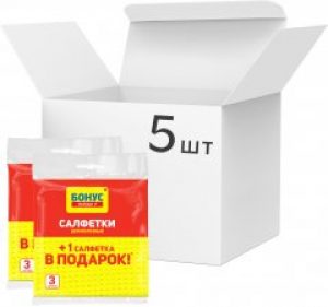 Упаковка салфеток Бонус целлюлозных 5 пачек по 3 шт (18400130)