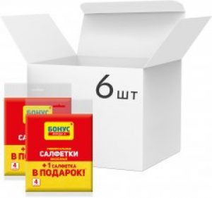 Упаковка салфеток Бонус универсальных вискозных 6 пачек по 4 шт (18200180)
