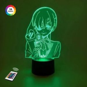 3D ночник "Сиэль Фантомхайв" (УВЕЛИЧЕННОЕ ИЗОБРАЖЕНИЕ) подарочная упаковка + 16 цветов + пульт ДУ + сетевой адаптер + батарейки (3ААА)  3DTOYSLAMP