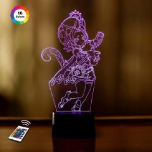 3D ночник GENSHIN IMPACT "Диона" (УВЕЛИЧЕННОЕ ИЗОБРАЖЕНИЕ) подарочная упаковка + 16 цветов + пульт ДУ + сетевой адаптер + батарейки (3ААА)  3DTOYSLAMP
