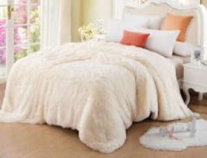 Меховой плед покрывало Травка Евро 220x240 молочный (545593)
