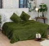 Меховой мягкий плед покрывало Травка Полуторный 150х200 темно-зеленый (789705)