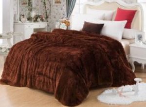 Меховой плед покрывало Травка Евро 220x240 коричневый (451677)