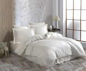 Комплект постельного белья Hobby Exclusive Sateen Diamond Cizgili 200х220 см Кремовый (8698499160842)
