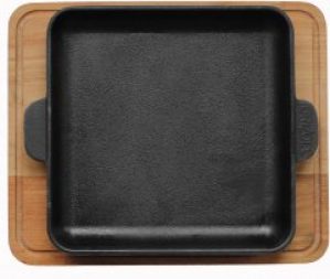 Сковорода-гриль Brizoll HoReCa чугунная квадратная с подставкой 180х180х25 мм (H181825G-D)