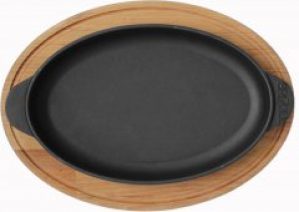 Cковорода Brizoll Horeca чугунная овальная с подставкой 220х140х25 мм (H2214-D)