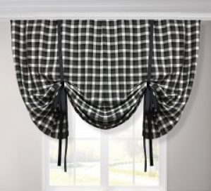 Занавеска для кухни Adagio Windows Decor Мадлен в черно-белую клетку 150х140 см