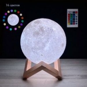 Настольный 3D светильник-ночник "Луна" 15 см 16 цветов + Пульт ДУ 3DTOYSLAMP