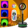 Светодиодная напольная лампа с проекцией заката 16 цветов LED Sunset (Сансет) c пультом управления для селфи USB (f-20av)