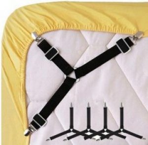 Фиксатор - держатель для простыни постельного белья PlumHOME короткий универсальный 4 шт Черный