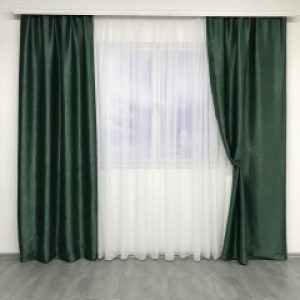 Шторы готовые Блэкаут софт 150x270 cm (2 шт) ALBO Зеленые (SH-250-15)