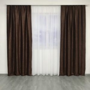 Шторы в спальню Блэкаут софт 150x270 cm (2 шт) ALBO Шоколадные (SH-250-11)