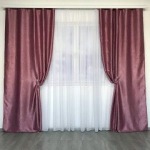 Плотные шторы в спальню двухсторонние Блэкаут софт 150x270 cm (2 шт) ALBO Малиновые (SH-250-13)