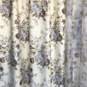 Готовые шторы в стиле прованс 150x270 cm (2 шт) с тюлью 400x270 cm ALBO Бежевые (SHT-629-1)