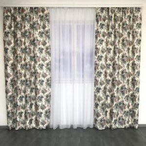 Готовые шторы с цветочным принтом 150x270 cm (2 шт) ALBO Синие (SH-631-1)