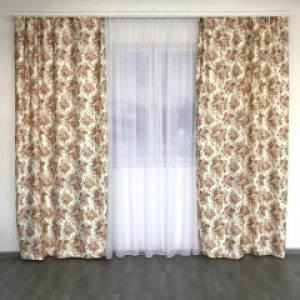 Шторы с цветочным принтом 150x270 cm (2 шт) ALBO Кофейные (SH-631-3)