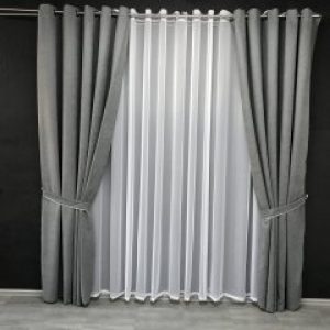 Серая штора на люверсах микровелюр 200x270 cm (1 шт) ALBO Серая (SH-Petek-339)