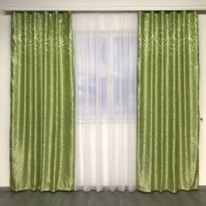 Готовые шторы из жаккарда 150x270 cm (2 шт) ALBO Зеленые (SH-B20-4)