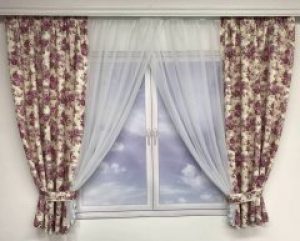 Шифоновая занавеска с атласом в стиле прованс ALBO 400x180 cm Фиолетовая (KU-631-7)
