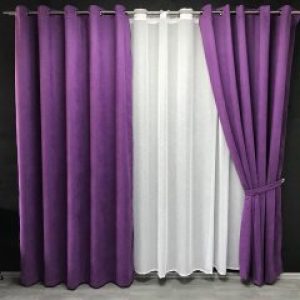 Готовая штора на кольцах люверсах 200x270 cm (1 шт) ALBO Фиолетовая (SH-Petek-98)
