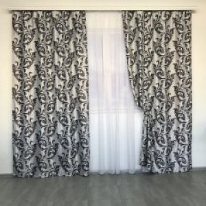 Готовые плотные шторы блэкаут 150X270 см (2 шт) ALBO Серые (SH-202-28)