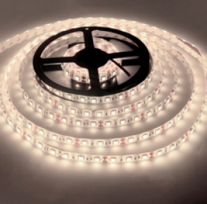 Яркая светодиодная лента в силиконе с клейкой основой SMD 5050 60 LEDs/M 5м 12V IP65 Белая