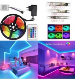 Лента светодиодная c большими яркими светодиодами 5050 300 LED RGB 5м IP67 пультом и блоком питанием