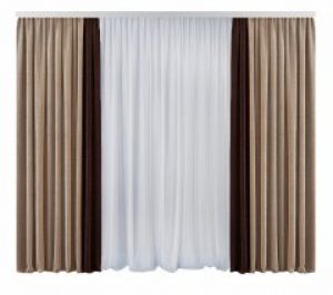 Комплект Декорин Диамант двухцветные шторы 150x260 см 2 шт вуаль тюль 400х260 1 шт Бежево-шоколадный с белым