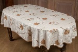 Скатерть XOPC-M жаккардовая овальная "Кленовый лист" 150x230см (2818-2)