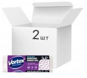 Упаковка пакетов для мусора Vortex Белые HD с затяжкой 60х64 60 л 2 х 15 шт (4823071640427)