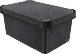 Контейнер для хранения с крышкой Qutu Style Box Black Leather 5 л (STYLE BOX с/к BLACK LEATHER 5л.)