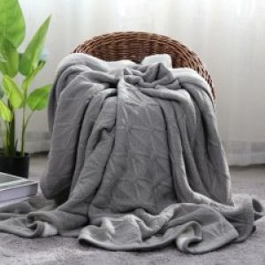 Плед двухсторонний теплый вязаный с овчины и мягкой акриловой нити