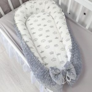 Кокон-гнёздышко для новорожденного с кокосовым матрасиком Oh My Kids "Simple Gray"