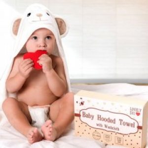 Детское Полотенце с Капюшоном - Махровое Банное Полотенце Уголок - Мишка Бонус: Мочалка