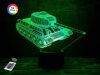 3D ночник "Танк" (УВЕЛИЧЕННОЕ ИЗОБРАЖЕНИЕ) подарочная упаковка + 16 цветов + пульт ДУ + сетевой адаптер + батарейки (3ААА)  3DTOYSLAMP