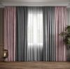 Комплект двухцветные шторы Ann-Tailor микровелюр Светло-серый и пудра 150x270 см 2 шт (371-97)