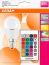 Светодиодная лампа Osram LED STAR + P40 DIM 4.5W (470Lm) 2700К+RGB E14 пульт ДУ (4058075430877)