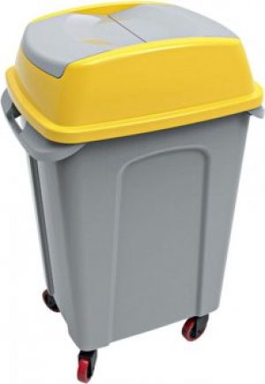Бак для мусора на колесах Planet Hippo 70 л Серо-желтый (6923kmd)