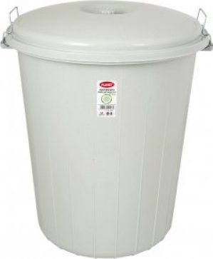 Бак для мусора Planet №3 50 л с крышкой и металлическими зажимами Серый (6834kmd)