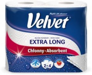 Бумажные полотенца Velvet Extra Long 2 слоя 90 отрывов 2 рулона (двойная намотка) (5901478998828)