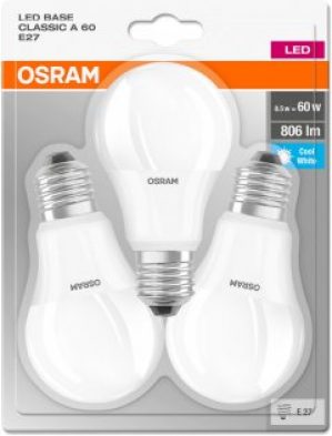 Набор светодиодных ламп OSRAM BASE A60 8.5W 4000К E27 3 шт (4052899972636)